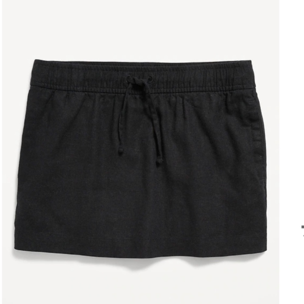 Old Navy Girls Black Linen Blend Drawstring Skirt Size L 10/12 NWT